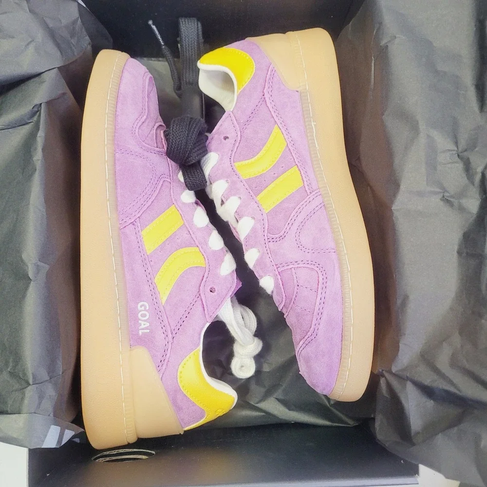Coolway Women's Goal Sneakers EU 37 (US 6.5) Purple Yellow Suede Low Top Shoes
